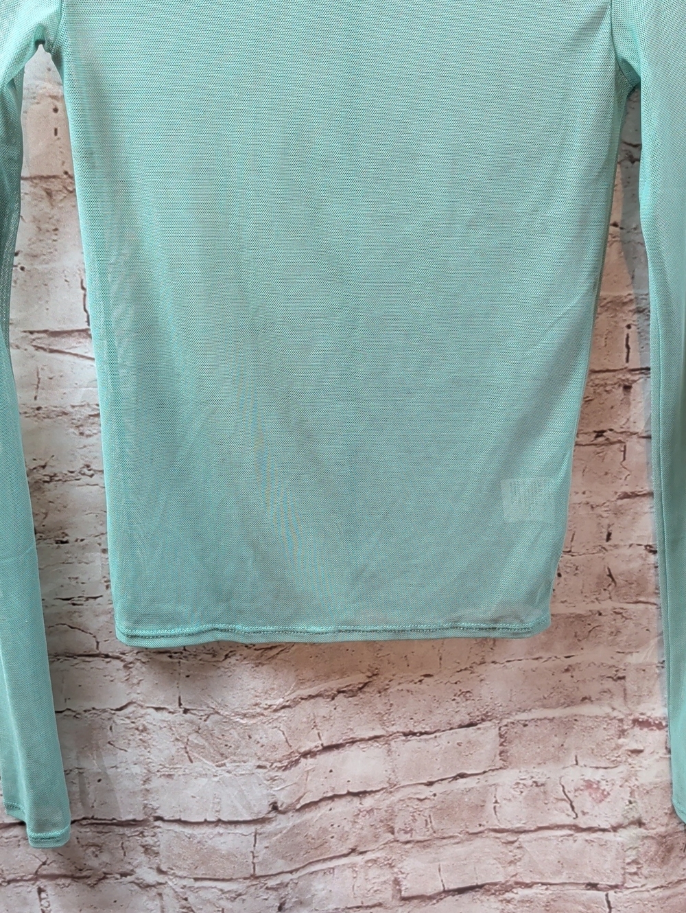 American Eagle Mint Green Long Sleeve Sheer Crewneck Top  Xs - Picture 2 of 5